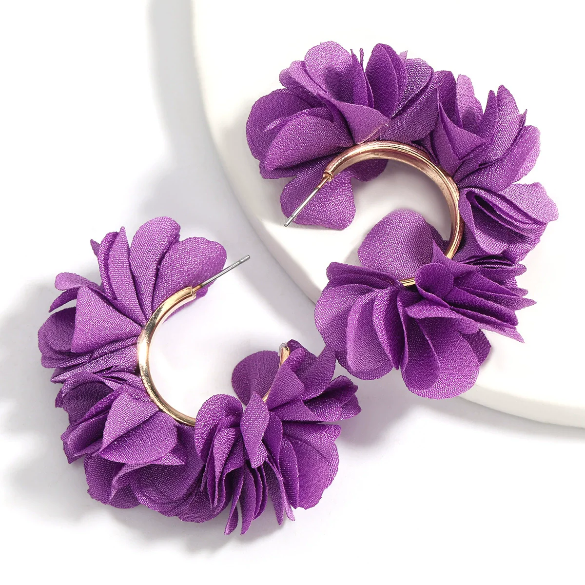 Alloy And Cloth Flower Cshaped Earrings For Women Fashion Style - Image 8
