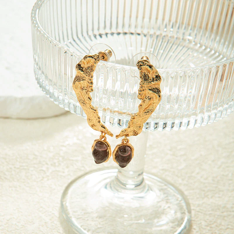 Alloy And Stainless Steel Geometric Style Dangle Earrings With Electroplating Treatment - Image 2