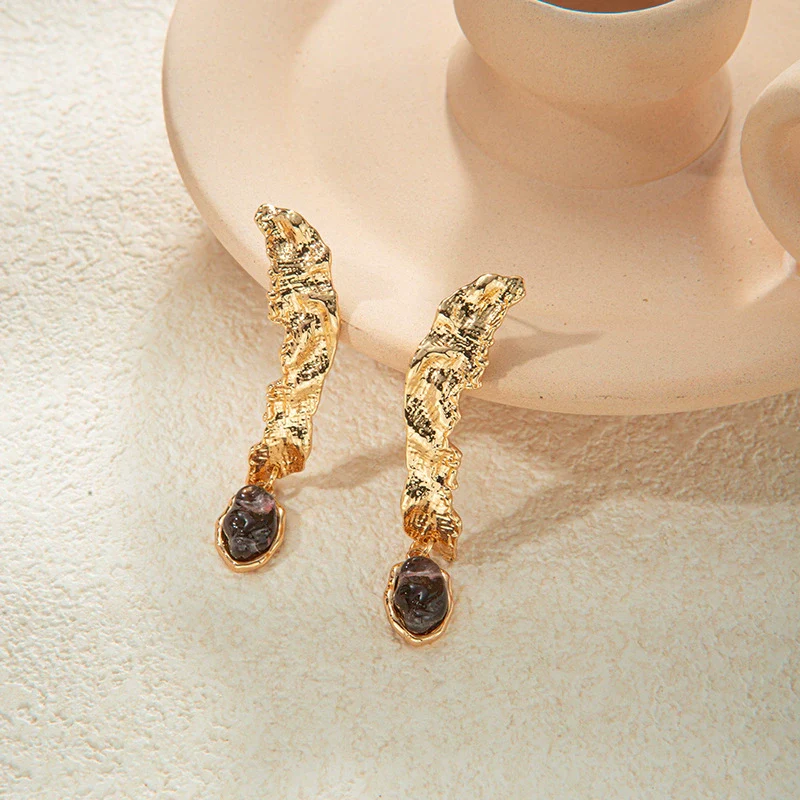 Alloy And Stainless Steel Geometric Style Dangle Earrings With Electroplating Treatment - Image 3