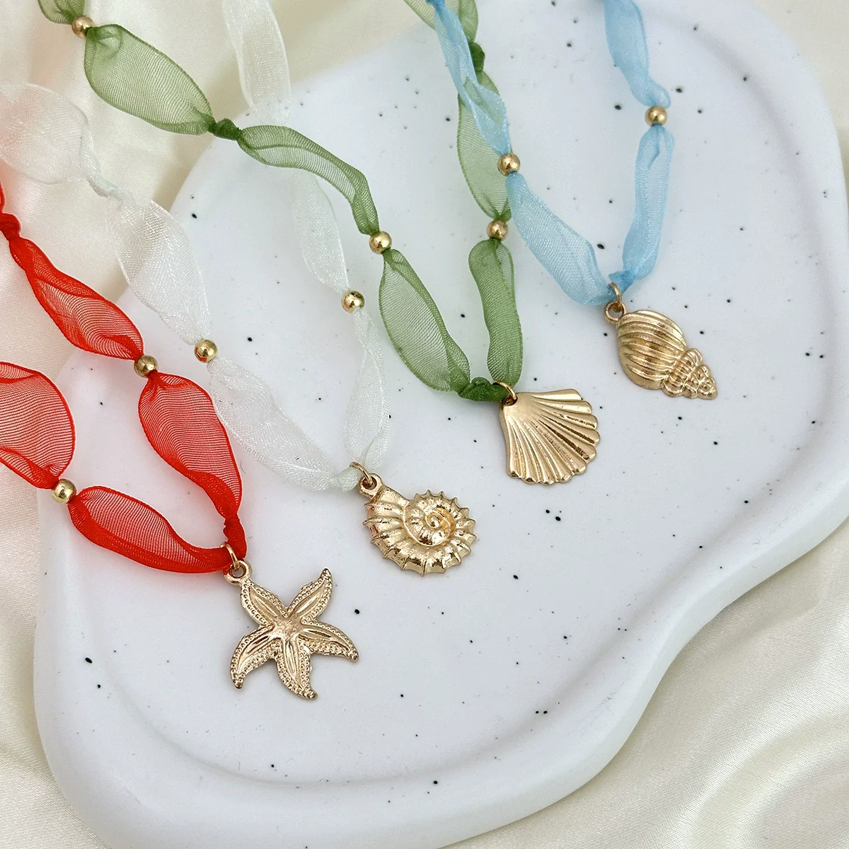 Alloy Animal Zodiac Electroplated Conch Starfish Scallop Necklace For Women - Image 4