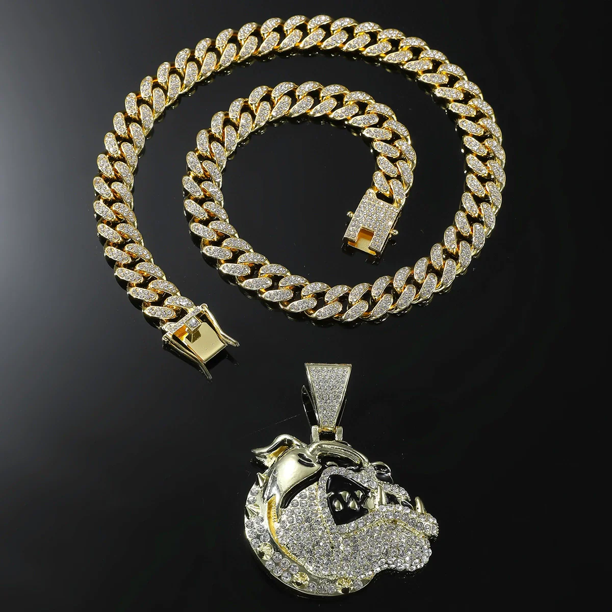 Alloy Animal Zodiac Rhinestone Diamond Pendant Necklace Hiphop Cuban Chain Jewelry For Men - Image 3