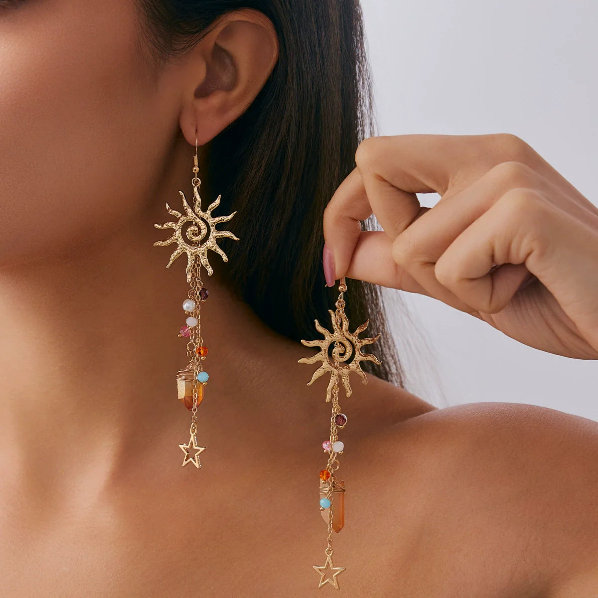Alloy Animal Zodiac Style Electroplated Starfish Jellyfish Tassel Earrings For Women - Image 13