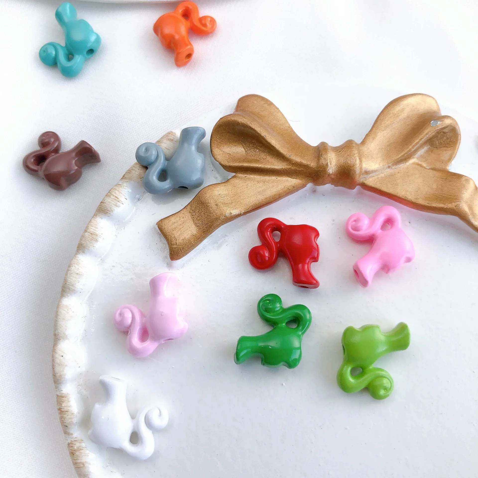 Alloy Baking Varnish Candy Color Cartoon Character Style Beaded Handmade Jewelry Material Necklace Bracelet Mobile Phone Chain - Image 3