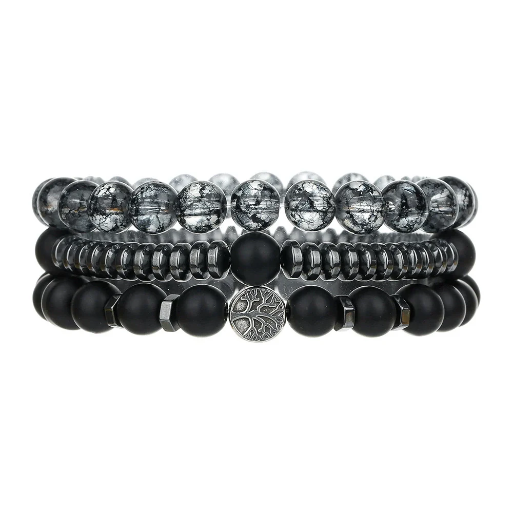 Alloy Black Gallstone And Black Magic Sand Manual Crafted Geometric Style Unisex Bracelet - Image 5