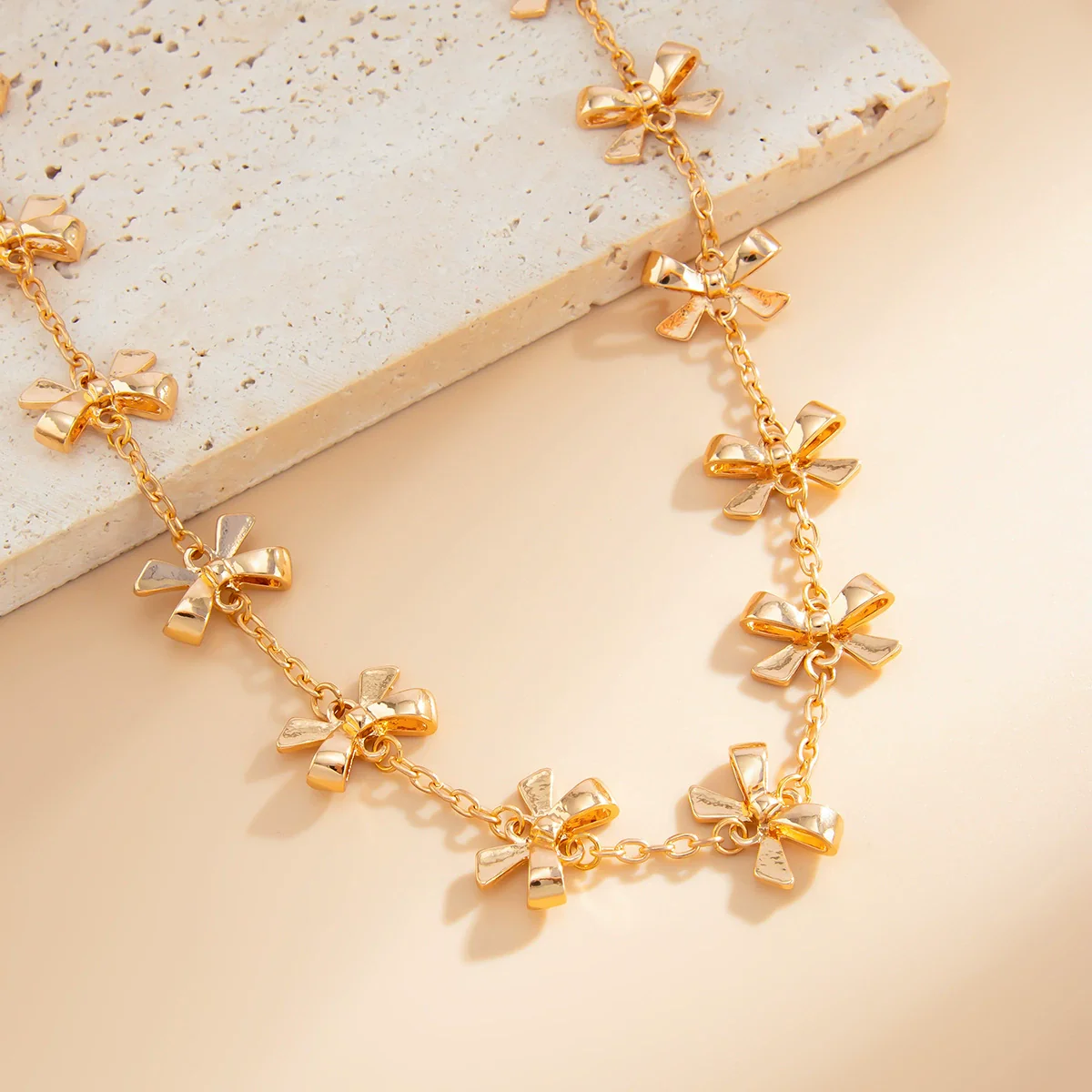 Alloy Bow Design Electroplating Long Necklace For Women - Image 4