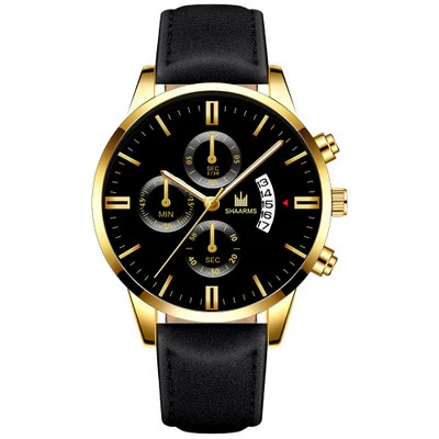 Alloy Business Casual Men's Round Dial Quartz Belt Watch With Scale Display And Horseshoe Buckle - Image 9