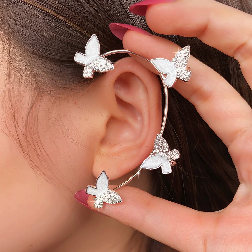 Alloy Butterfly Ear Clip With Diamond And Geometric Design For Women - Image 35