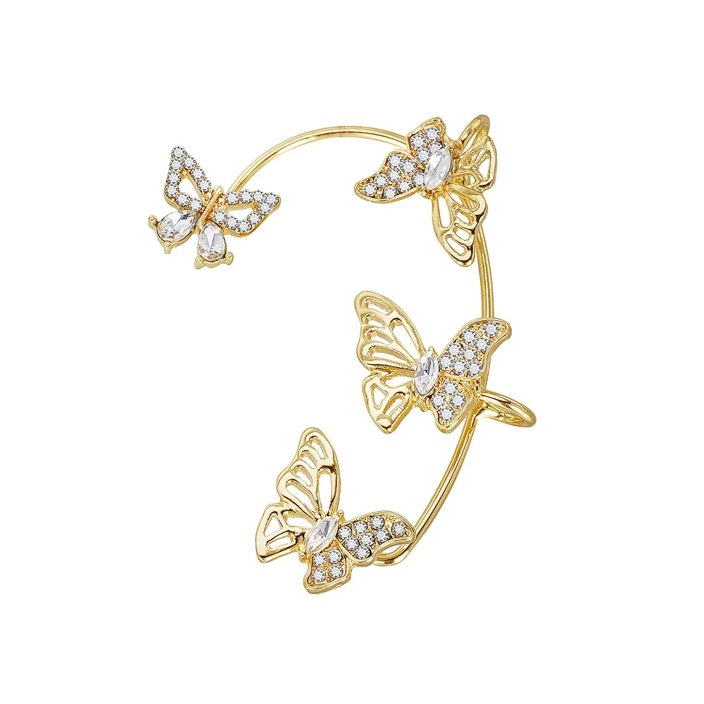 Alloy Butterfly Ear Clip With Diamond And Geometric Design For Women - Image 5