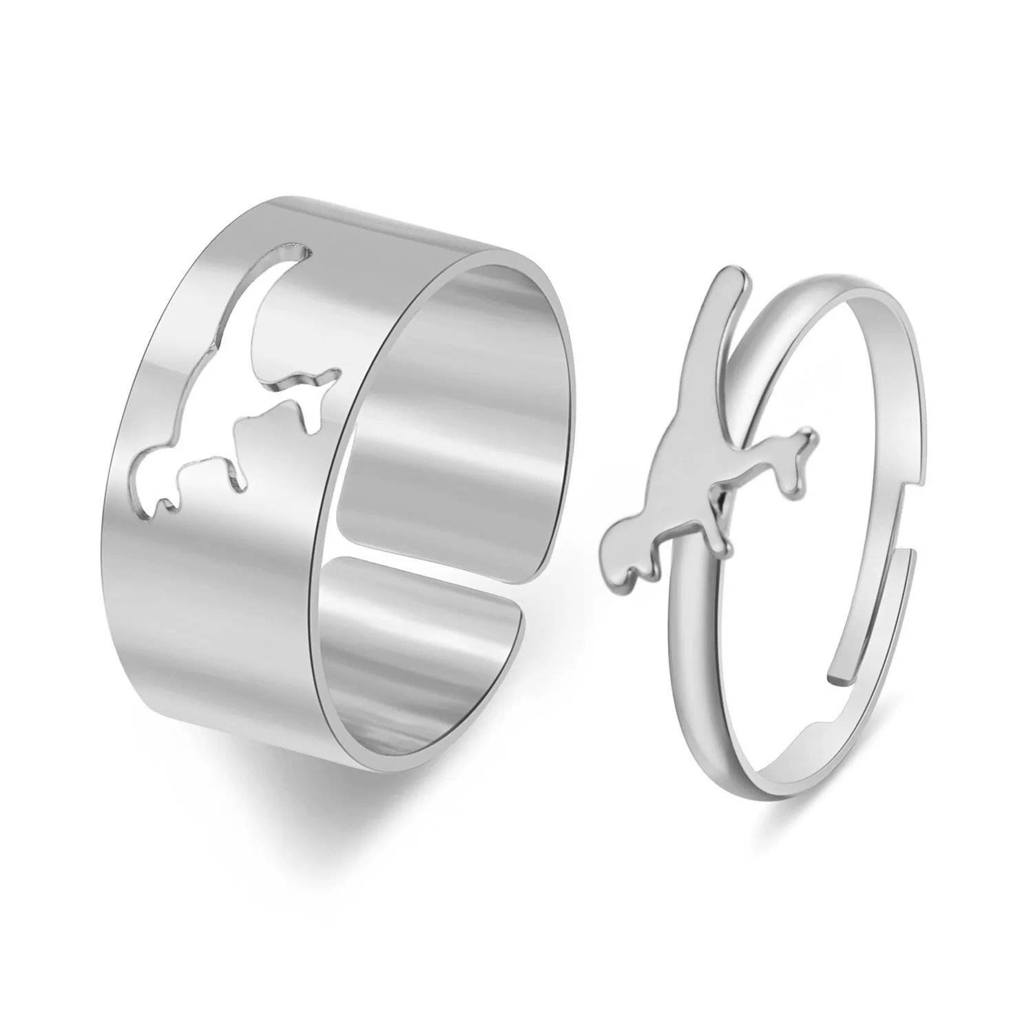 Alloy Butterfly Punk Style Couple Ring Set With Geometric Pattern And Electroplating Treatment - Image 14