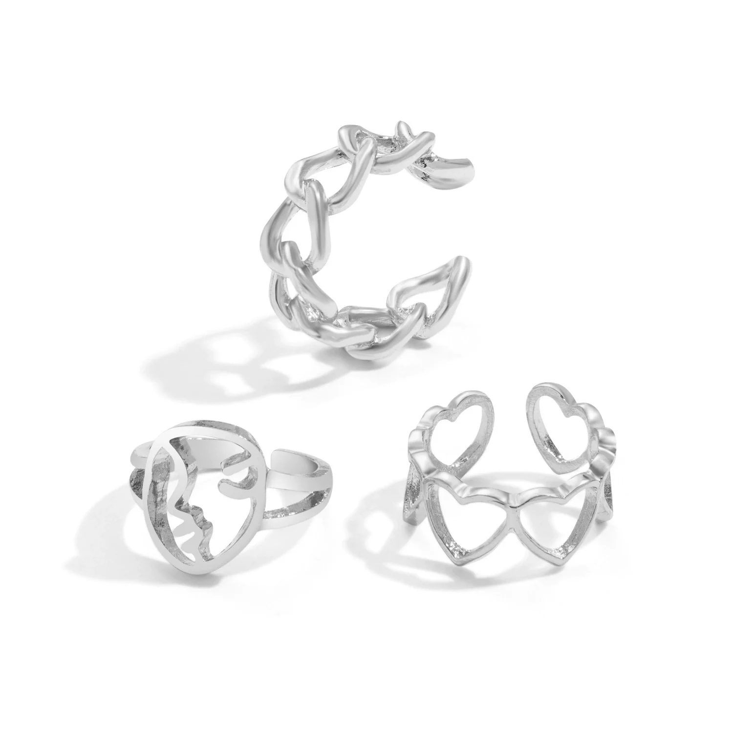 Alloy Butterfly Punk Style Couple Ring Set With Geometric Pattern And Electroplating Treatment - Image 18