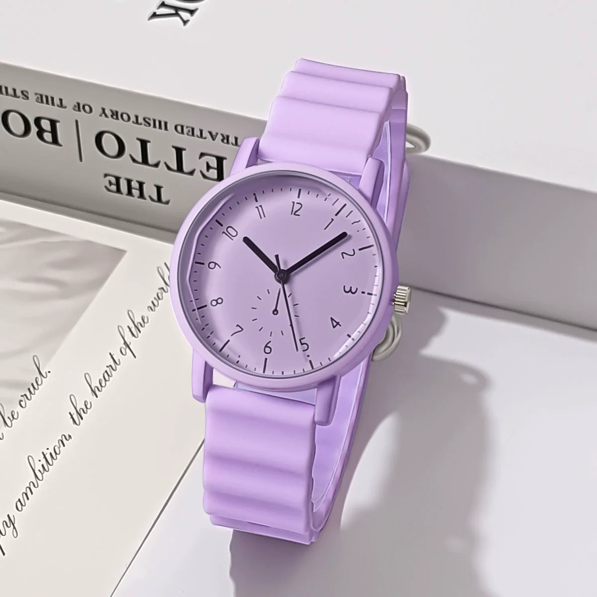 Alloy Case And Silicone Strap Round Student Quartz Watch With Wavy Design Leisure Style