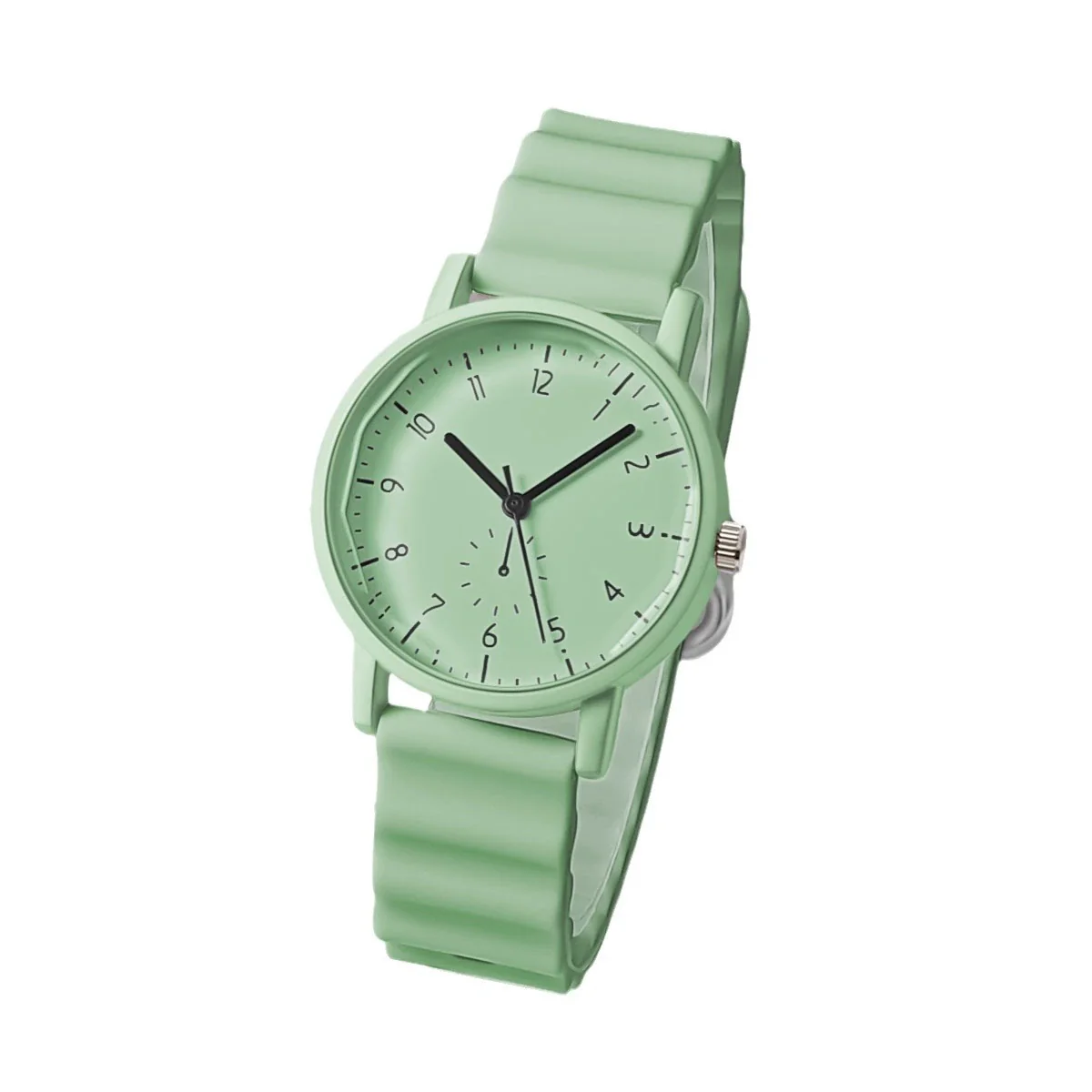 Alloy Case And Silicone Strap Round Student Quartz Watch With Wavy Design Leisure Style - Image 5