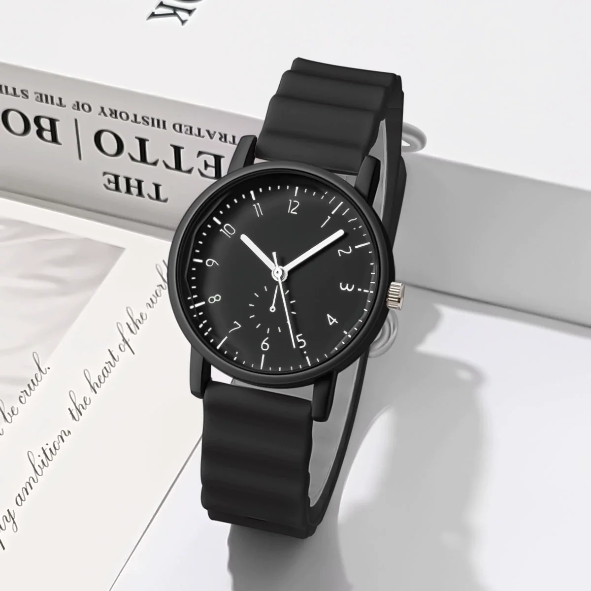Alloy Case And Silicone Strap Round Student Quartz Watch With Wavy Design Leisure Style - Image 6