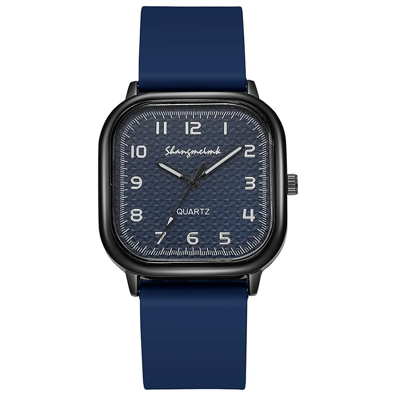 Alloy Case Silicone Strap Square Antique Ladies Quartz Watch - Image 8
