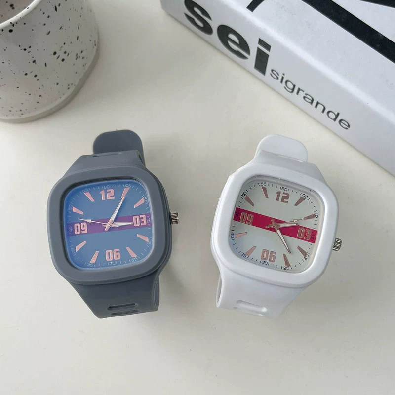 Alloy Case Sports Square Watch For Male And Female Students Klein Blue Waterproof
