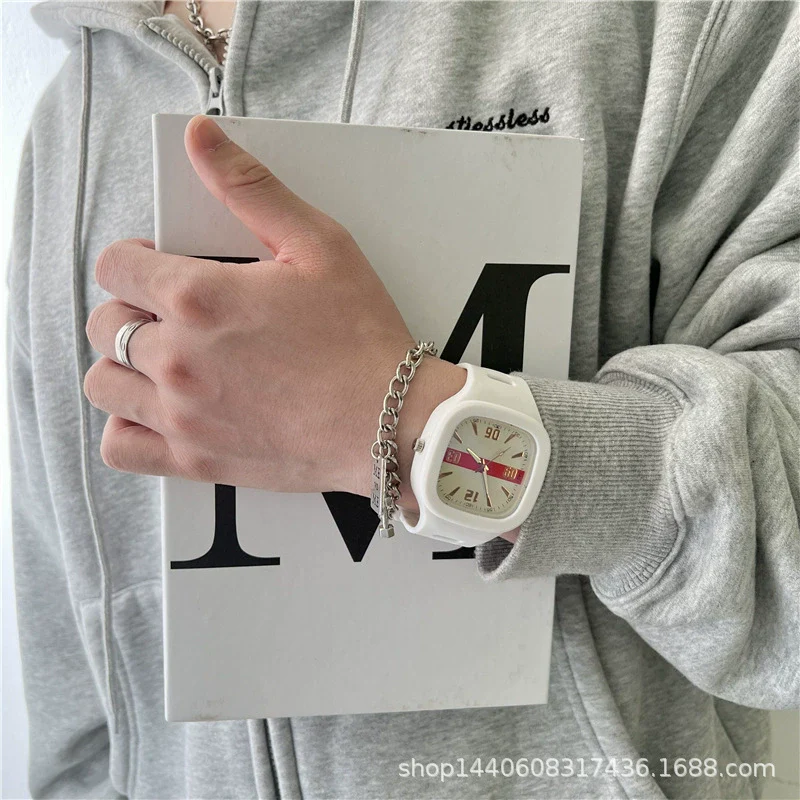 Alloy Case Sports Square Watch For Male And Female Students Klein Blue Waterproof - Image 3