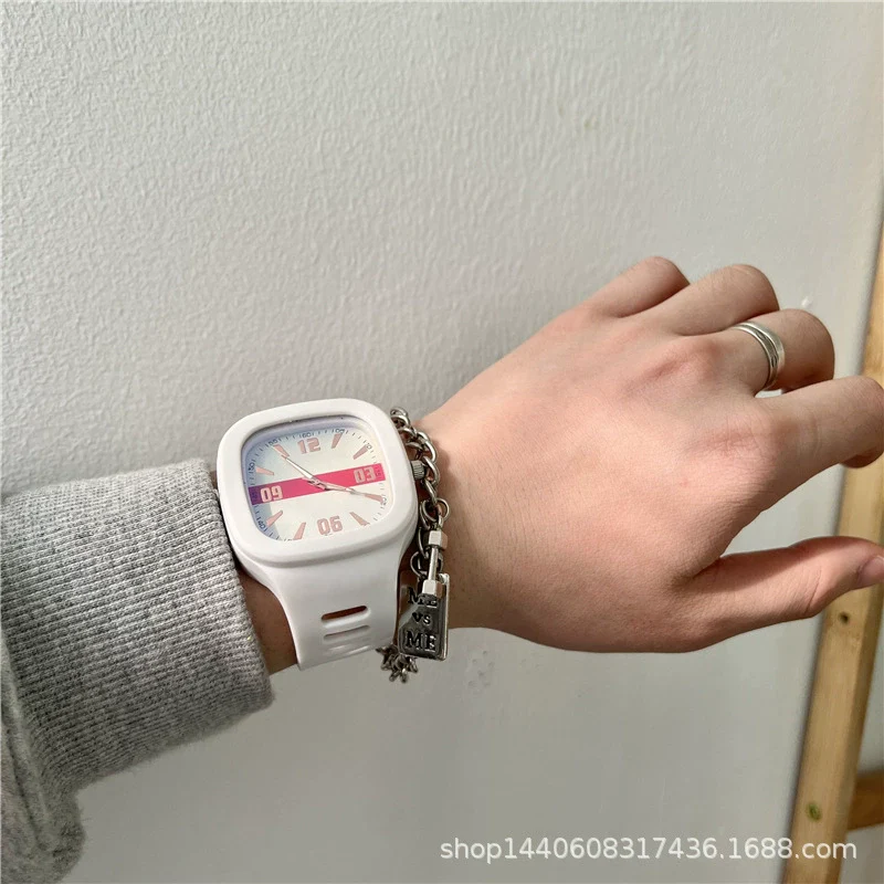 Alloy Case Sports Square Watch For Male And Female Students Klein Blue Waterproof - Image 6