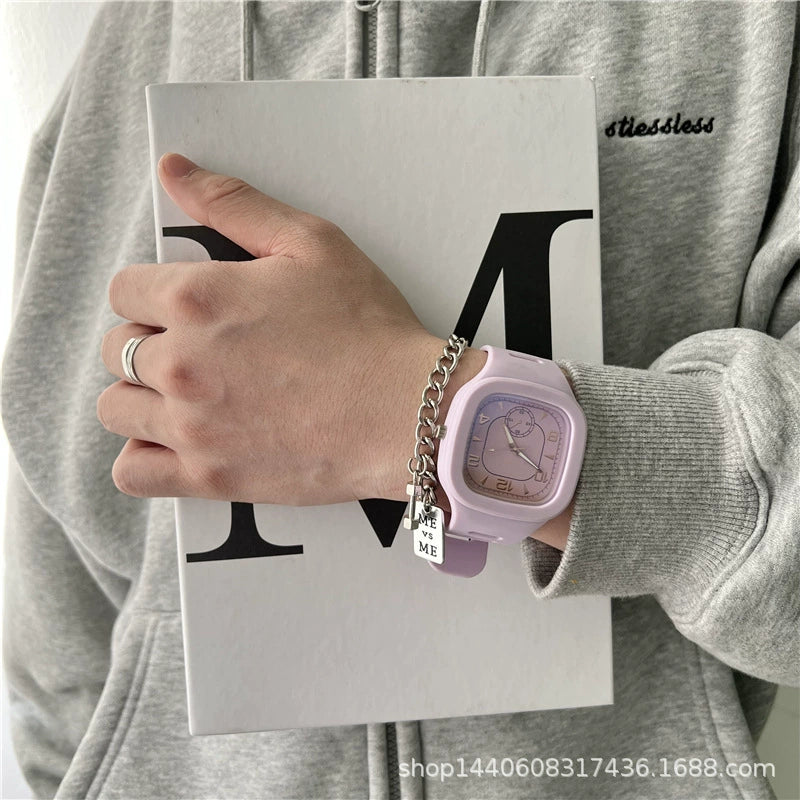 Alloy Case Sports Square Watch For Male And Female Students Klein Blue Waterproof - Image 7