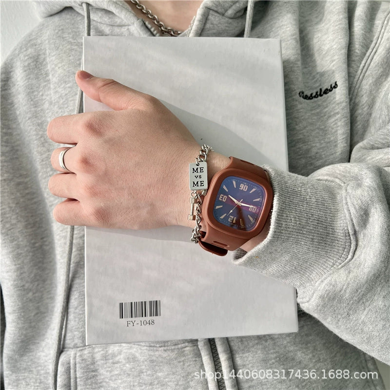 Alloy Case Sports Square Watch For Male And Female Students Klein Blue Waterproof - Image 9