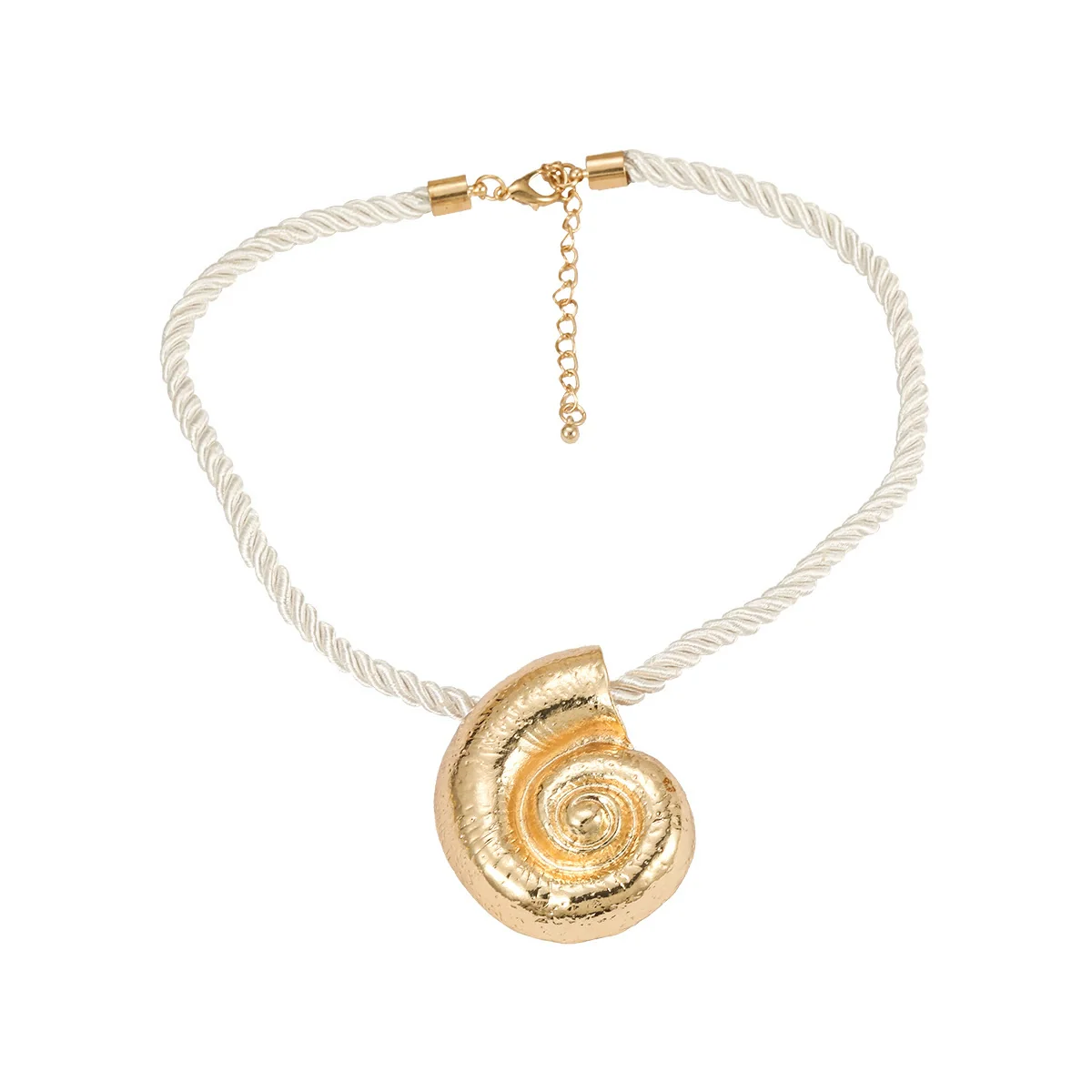 Alloy Conch Women's Exaggerated Retro Metal Pendant Necklace With Snake Bone Chain And Geometric Pattern Electroplated For Summer Beach Holiday Style - Image 5
