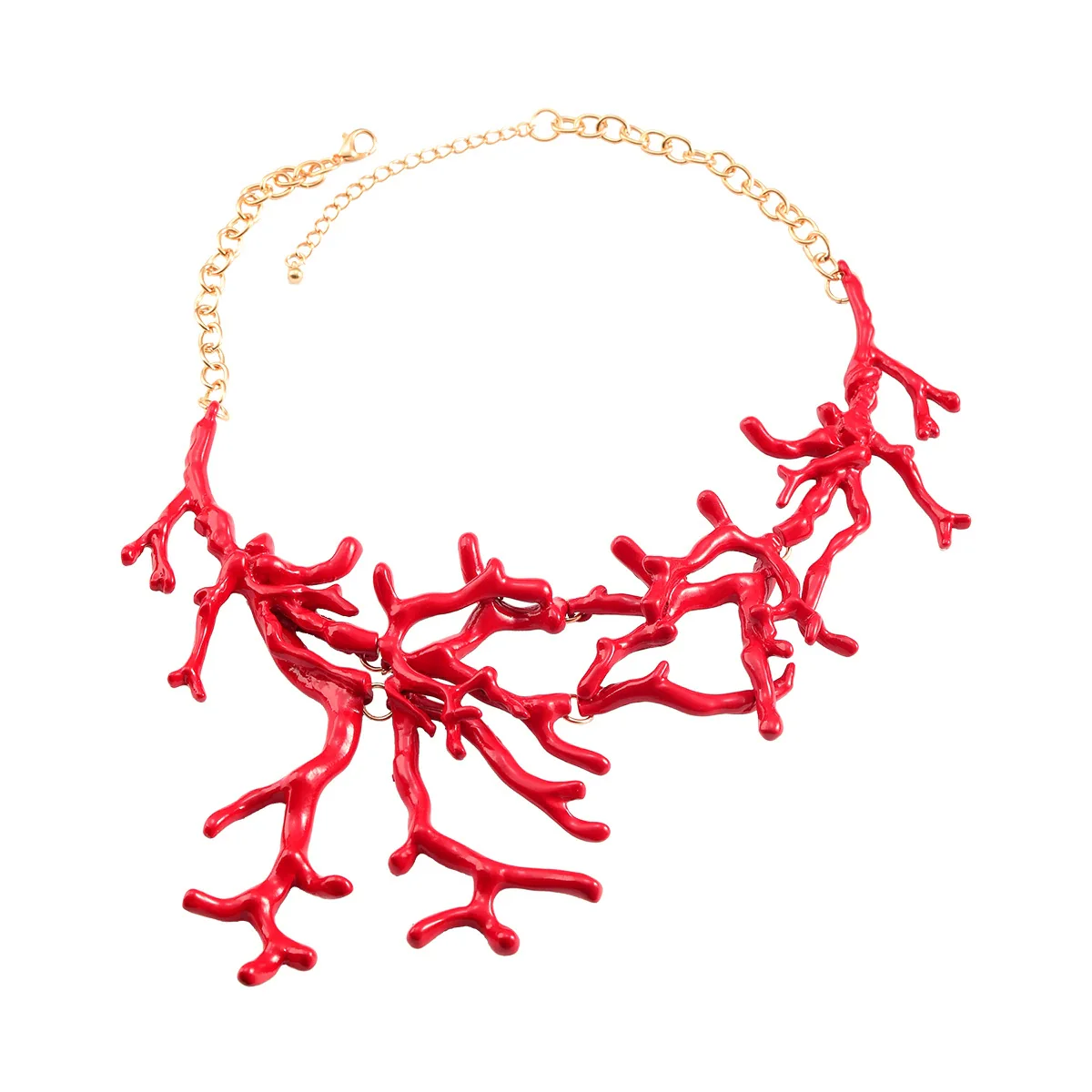 Alloy Coral Shape Necklace Women's Fashion Bohemian Style With Baking Paint And Geometric Design - Image 5