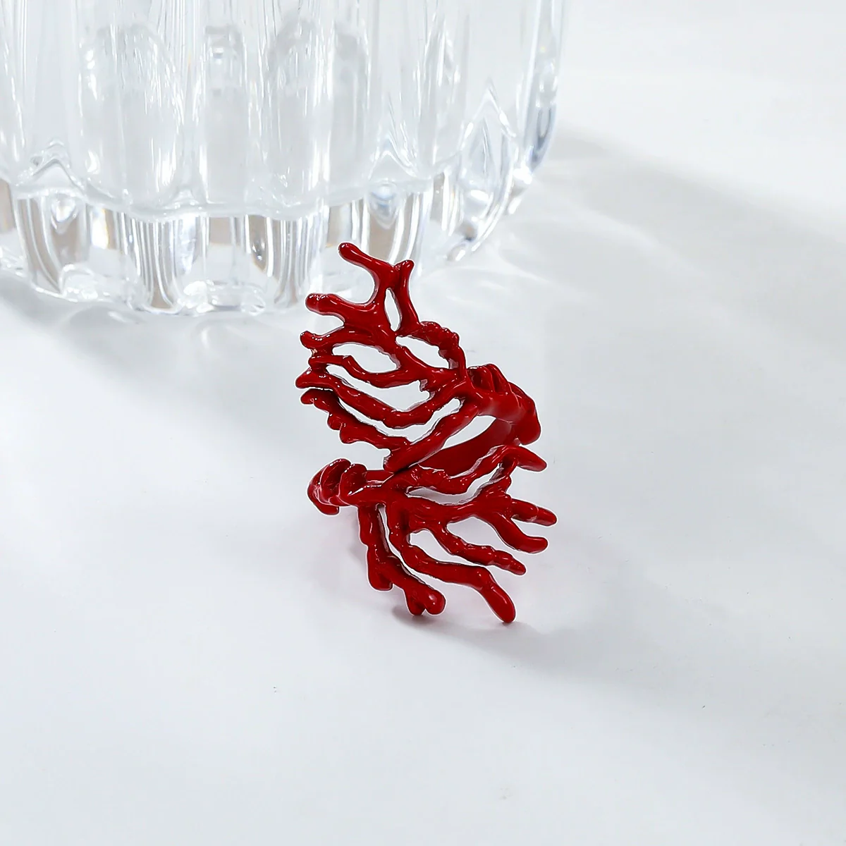 Alloy Coralshaped Ring And Bracelet Set For Women With Plant Flowers Style And Baking Paint Treatment - Image 4