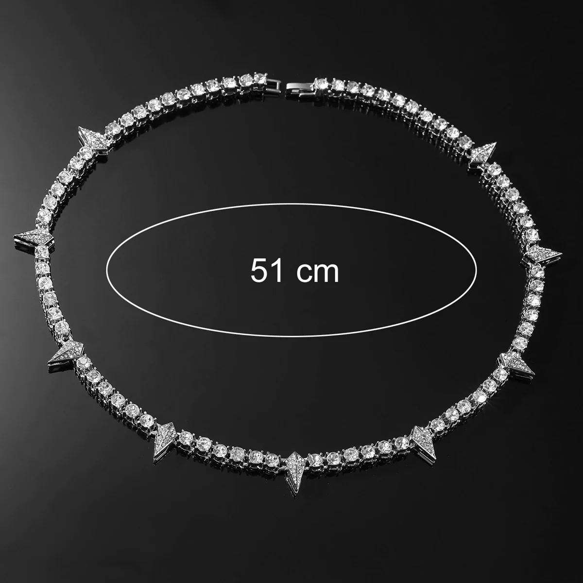 Alloy Cuban Chain Hiphop Style Geometric Diamond Stitching Necklace And Bracelet Jewelry - Image 3