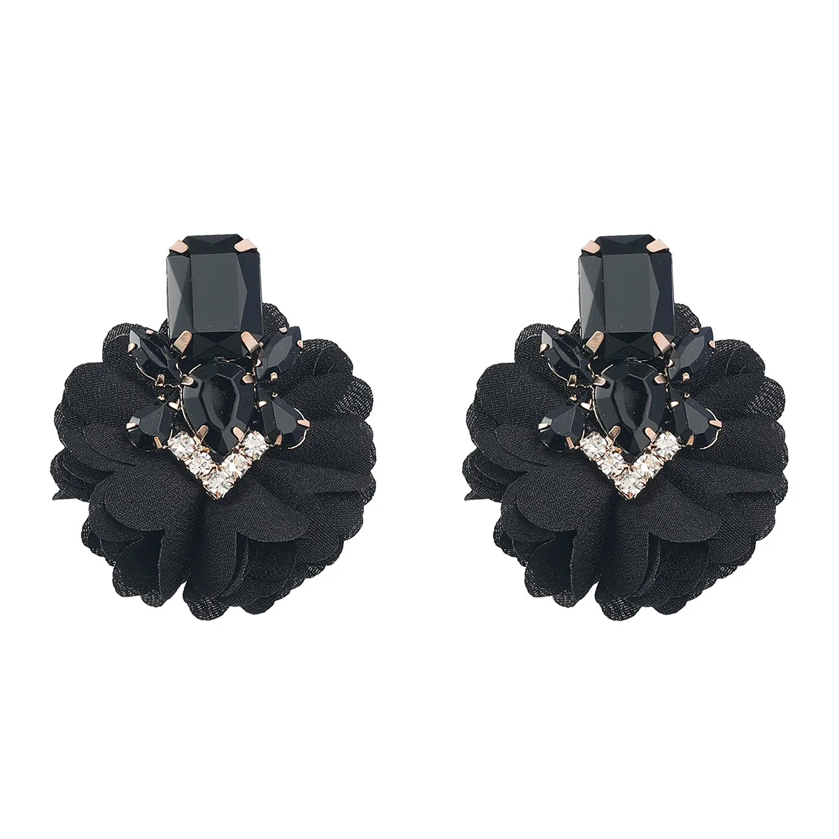 Alloy Diamond Flower Earrings Women's Retro Elegant Style - Image 7