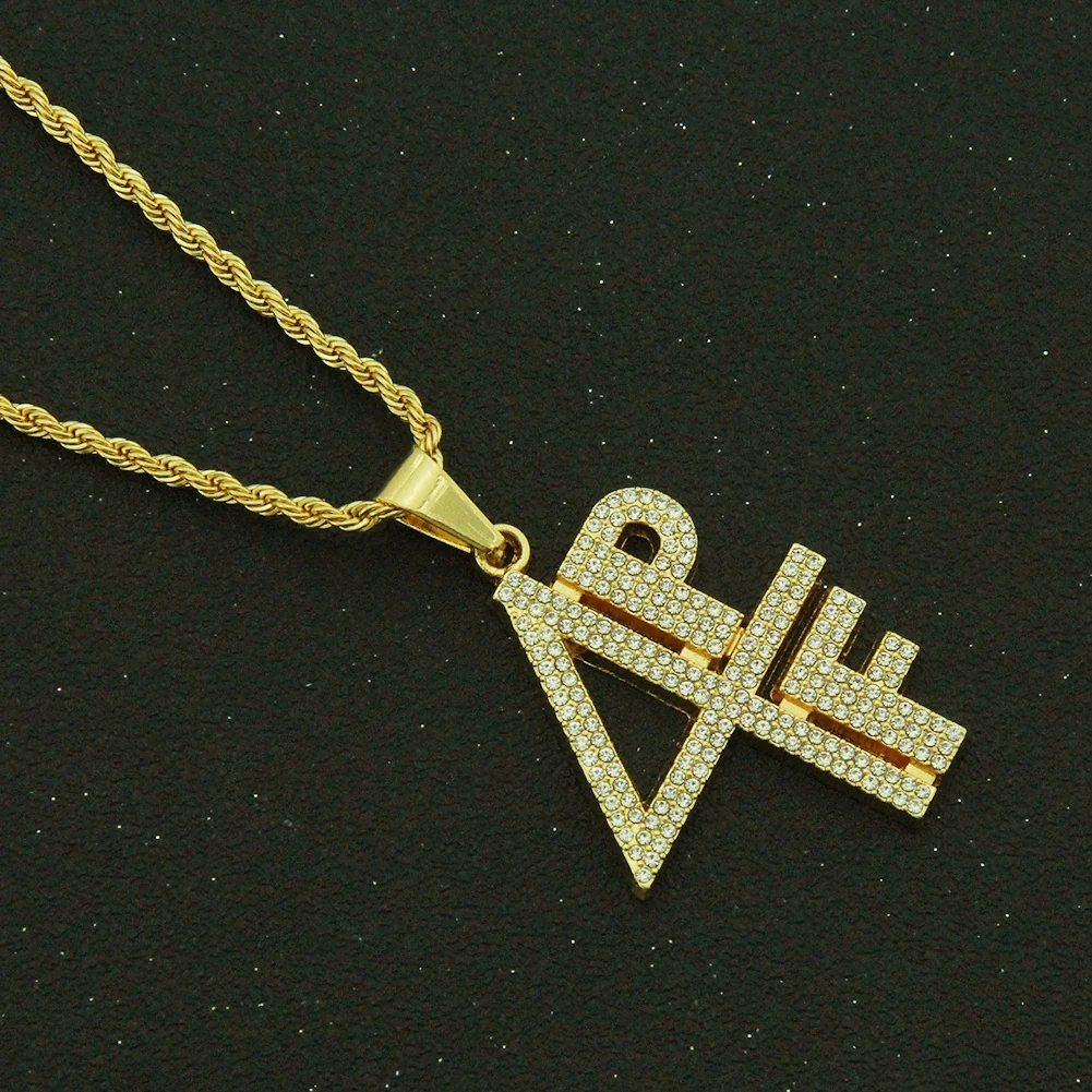 Alloy Diamond Letter And Number Pendant Men's Hip Hop Street Accessories - Image 3