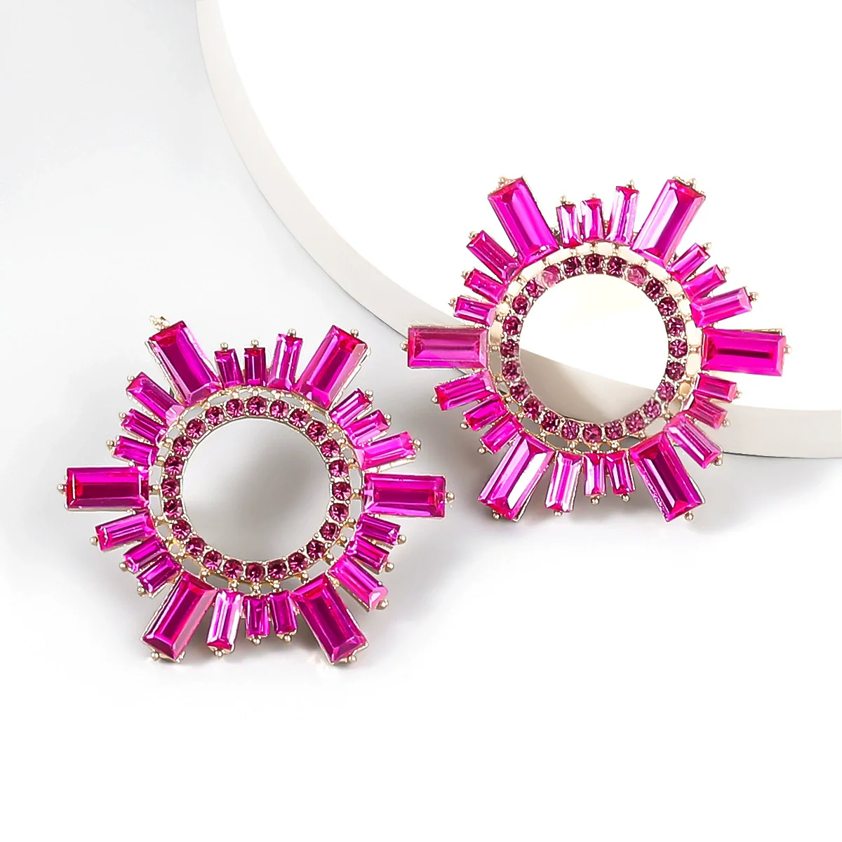 Alloy Diamond Sunflower Fashion Women's Earrings - Image 2