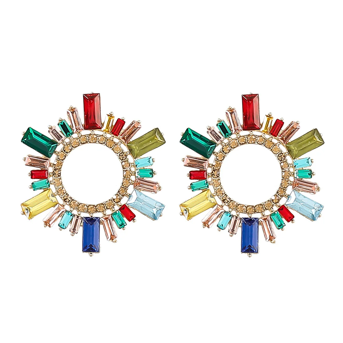 Alloy Diamond Sunflower Fashion Women's Earrings - Image 5