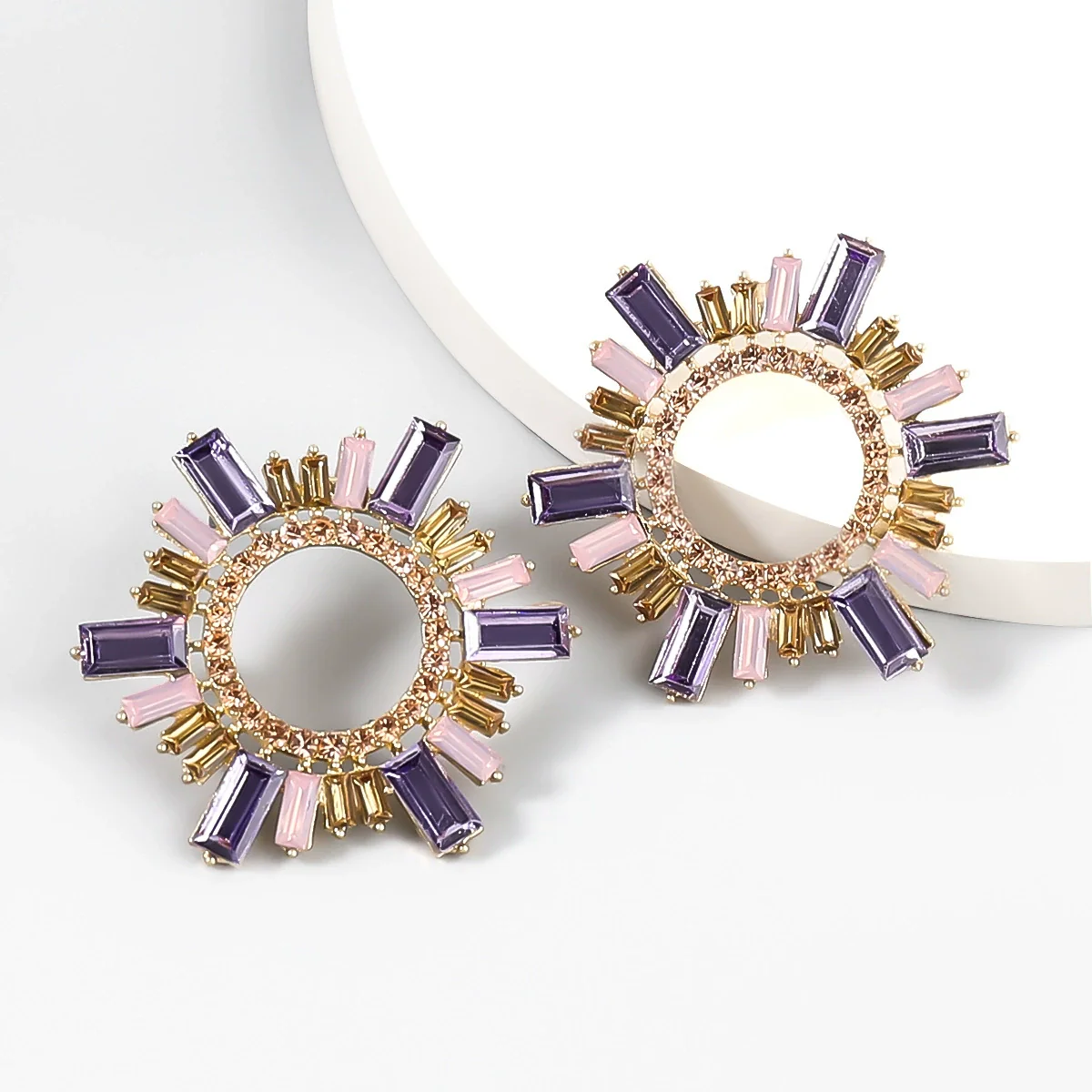 Alloy Diamond Sunflower Fashion Women's Earrings - Image 8