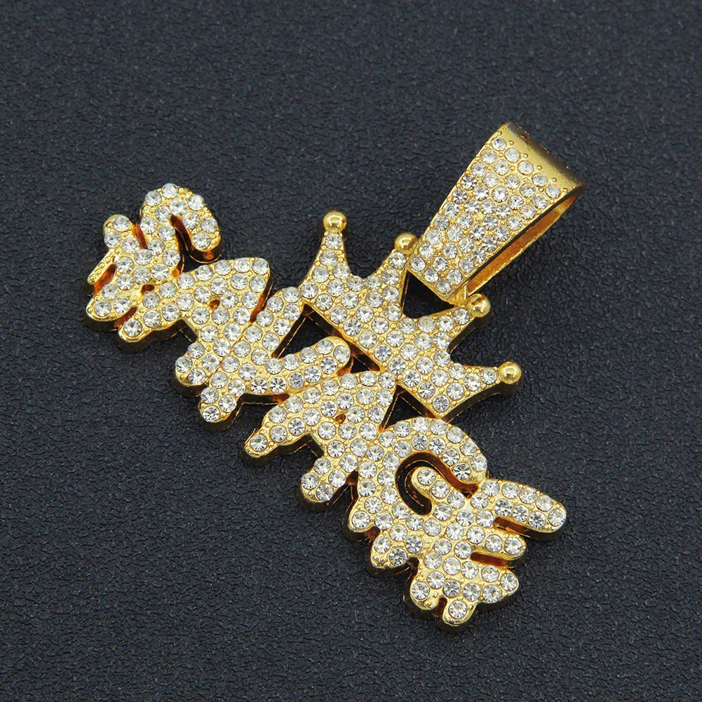 Alloy Diamondencrusted Geometric Letter Pendant Cuban Chain Necklace For Men Hiphop Style - Image 7
