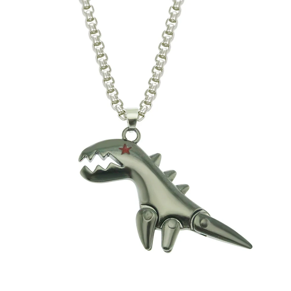 Alloy Dinosaur Pendant Necklace With Geometric Style And Electroplating For Men And Women Couple