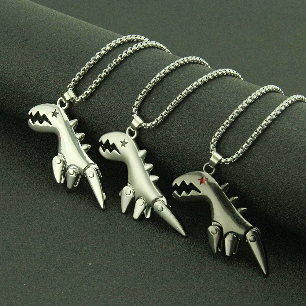 Alloy Dinosaur Pendant Necklace With Geometric Style And Electroplating For Men And Women Couple - Image 2
