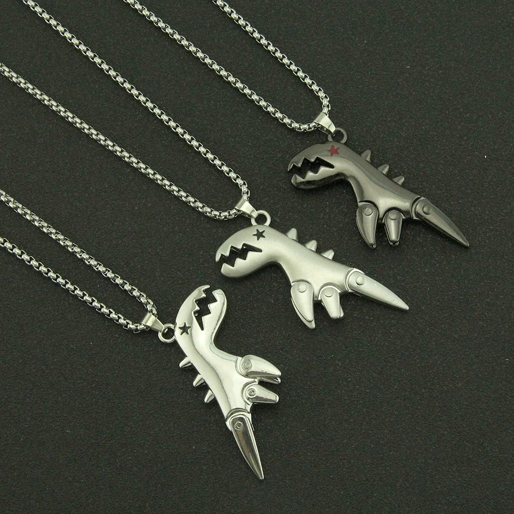 Alloy Dinosaur Pendant Necklace With Geometric Style And Electroplating For Men And Women Couple - Image 3