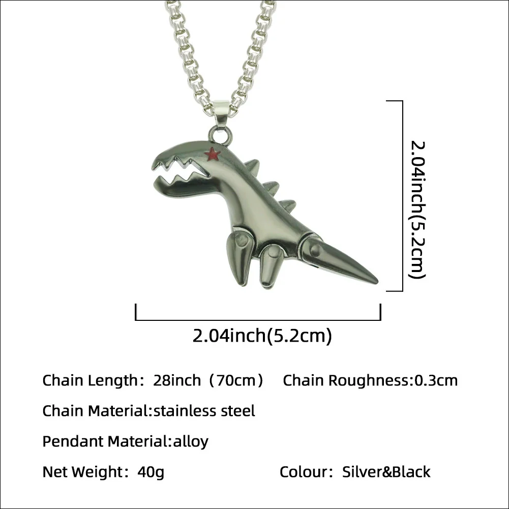 Alloy Dinosaur Pendant Necklace With Geometric Style And Electroplating For Men And Women Couple - Image 4