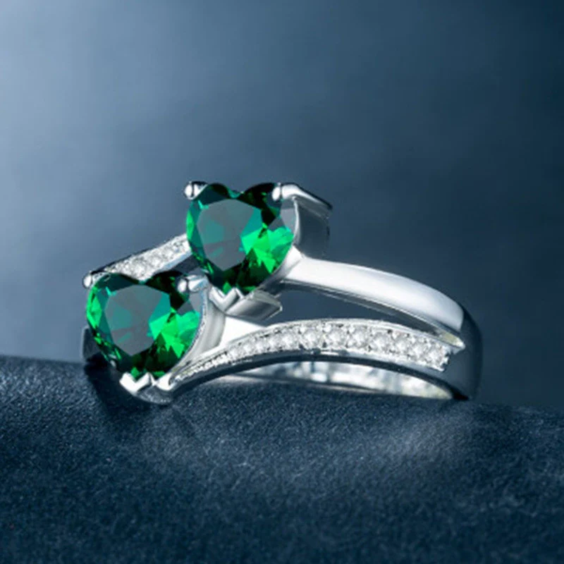 Alloy Double Heart Ring Electroplated Women's Fashion Hand Jewelry - Image 2