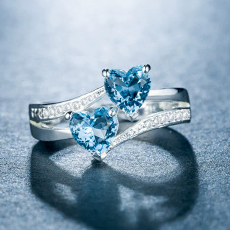 Alloy Double Heart Ring Electroplated Women's Fashion Hand Jewelry - Image 4
