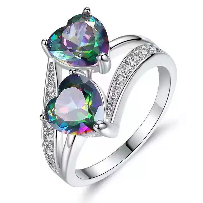 Alloy Double Heart Ring Electroplated Women's Fashion Hand Jewelry - Image 7