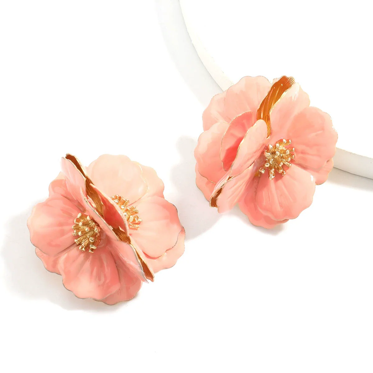 Alloy Dripping Oil Flower Earrings Exaggerated Creative And Fashionable For Girls - Image 3