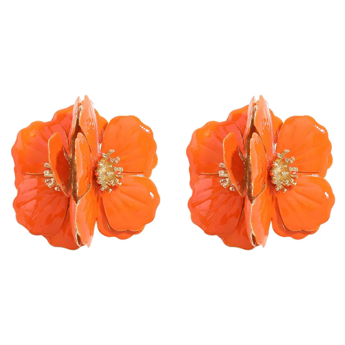 Alloy Dripping Oil Flower Earrings Exaggerated Creative And Fashionable For Girls - Image 5