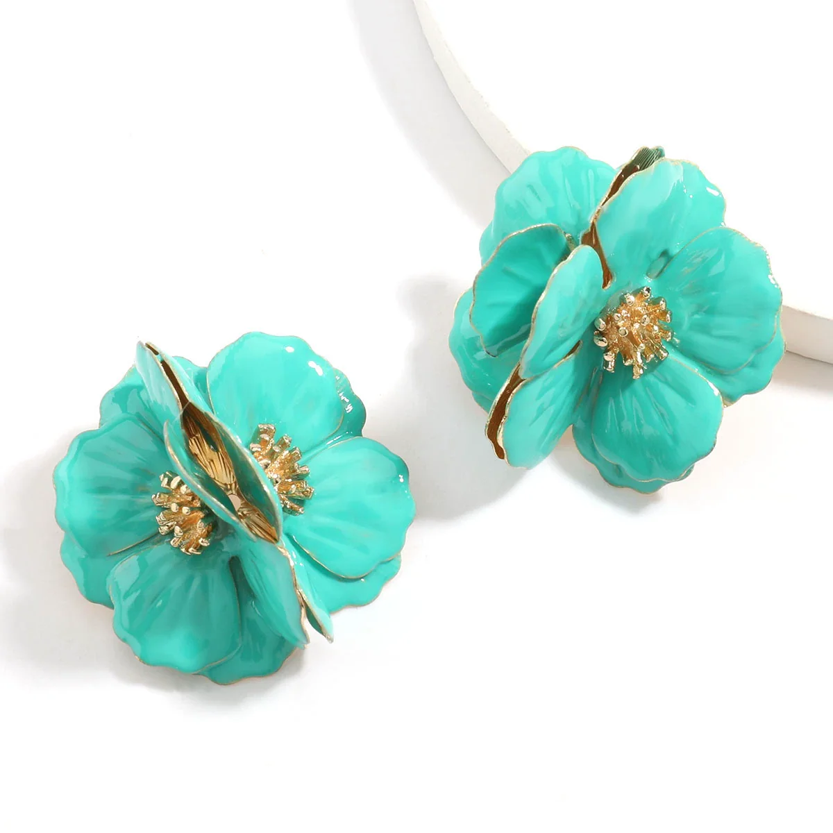 Alloy Dripping Oil Flower Earrings Exaggerated Creative And Fashionable For Girls - Image 8