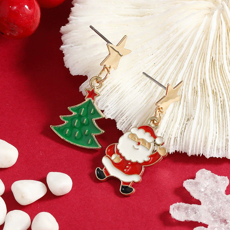 Alloy Dripping Oil Irregular Christmas Festival Element Earrings With Fashion Personality And Environmental Protection Design - Image 2