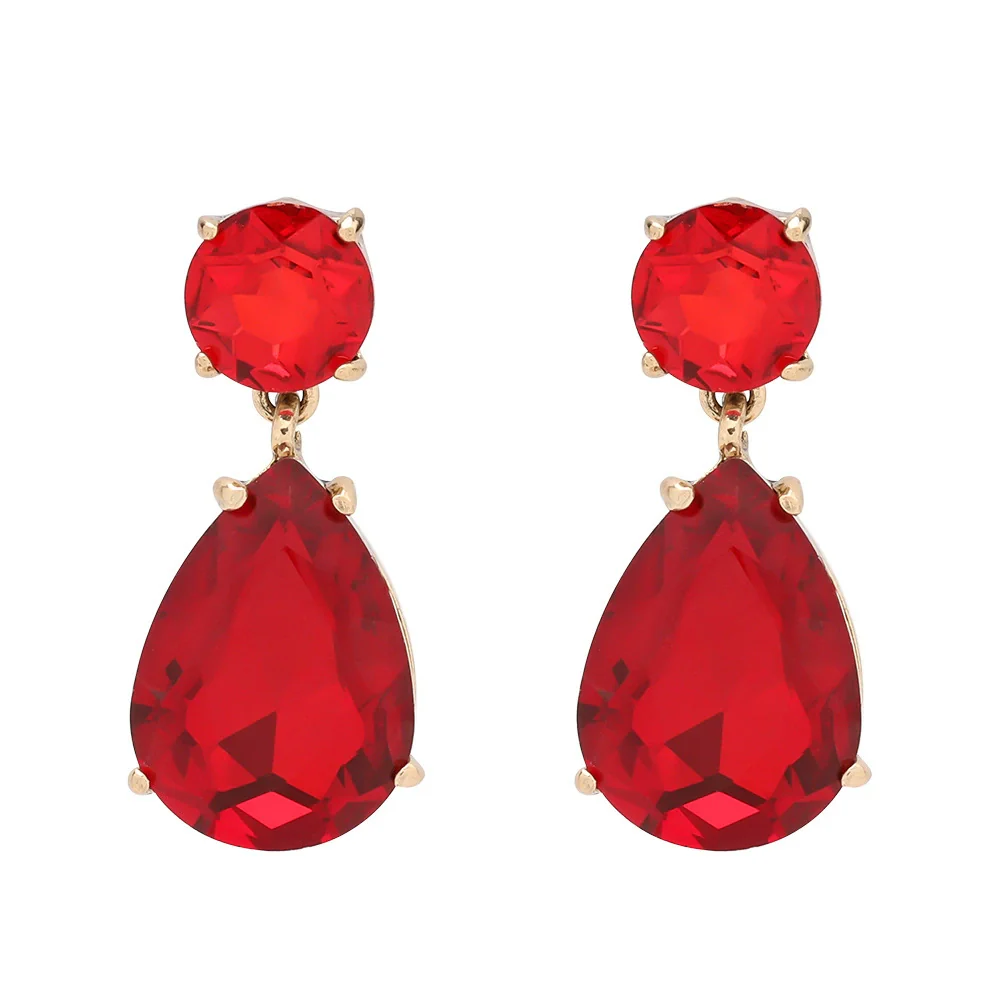 Alloy Dropshaped Diamondencrusted Glass Women's Earrings Old Money Style Geometric Design - Image 5