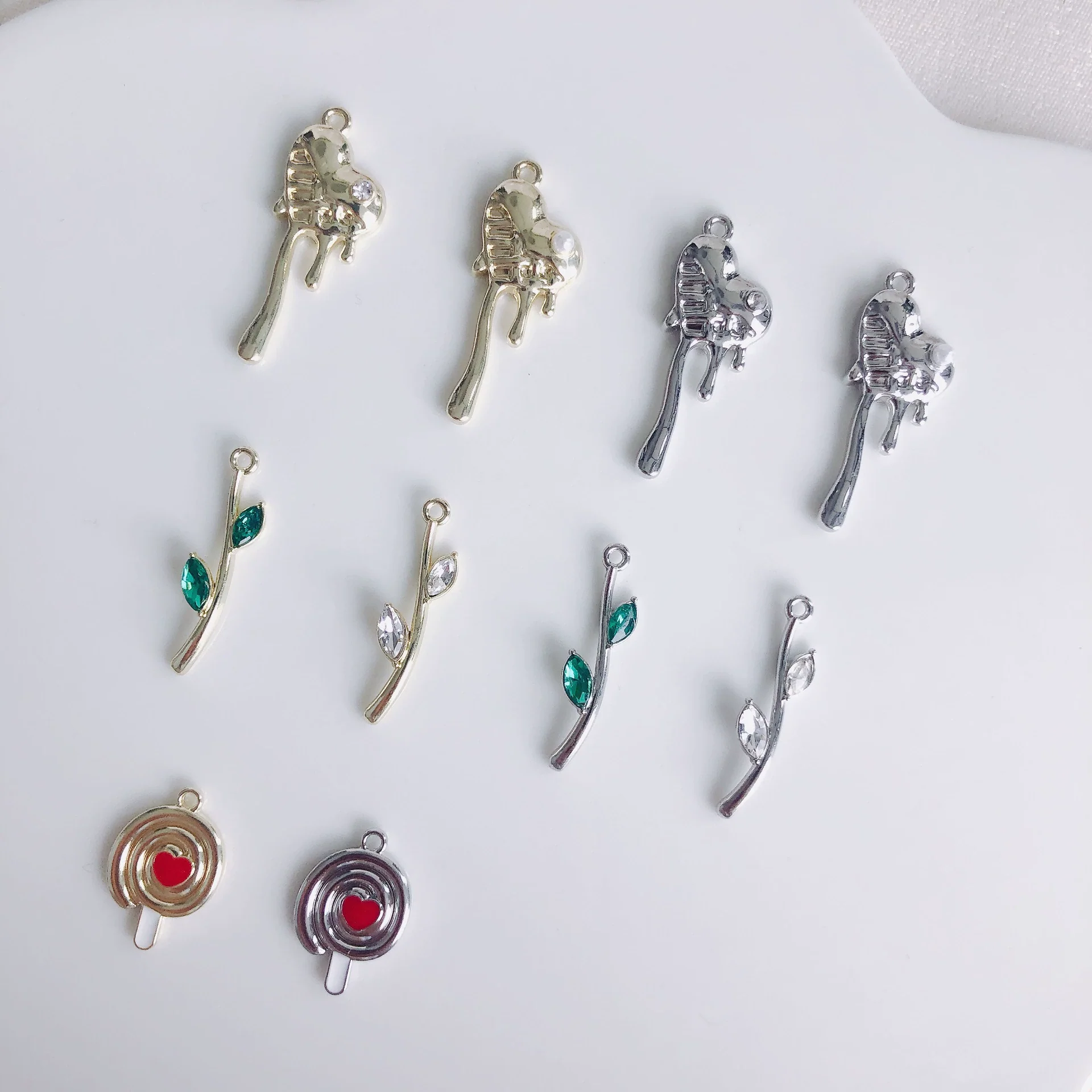 Alloy Electroplated Fresh Asymmetric Onepiece Lollipop Branch Earrings Jewelry Accessories