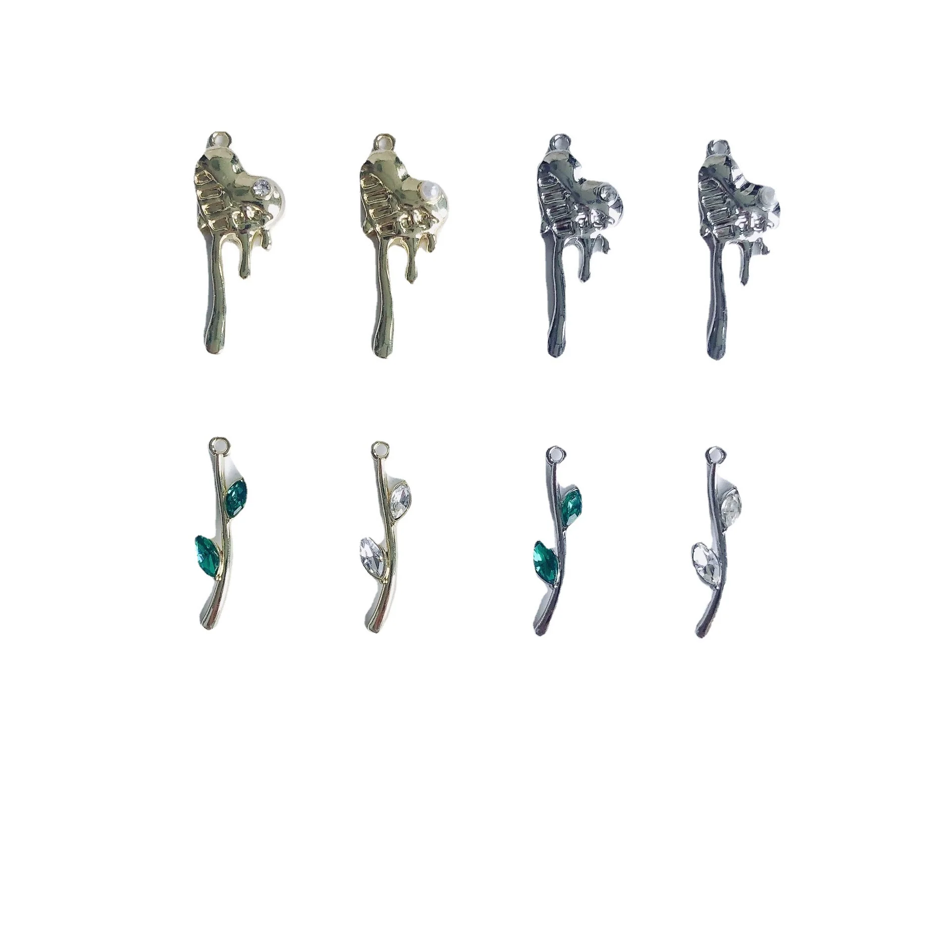 Alloy Electroplated Fresh Asymmetric Onepiece Lollipop Branch Earrings Jewelry Accessories - Image 4
