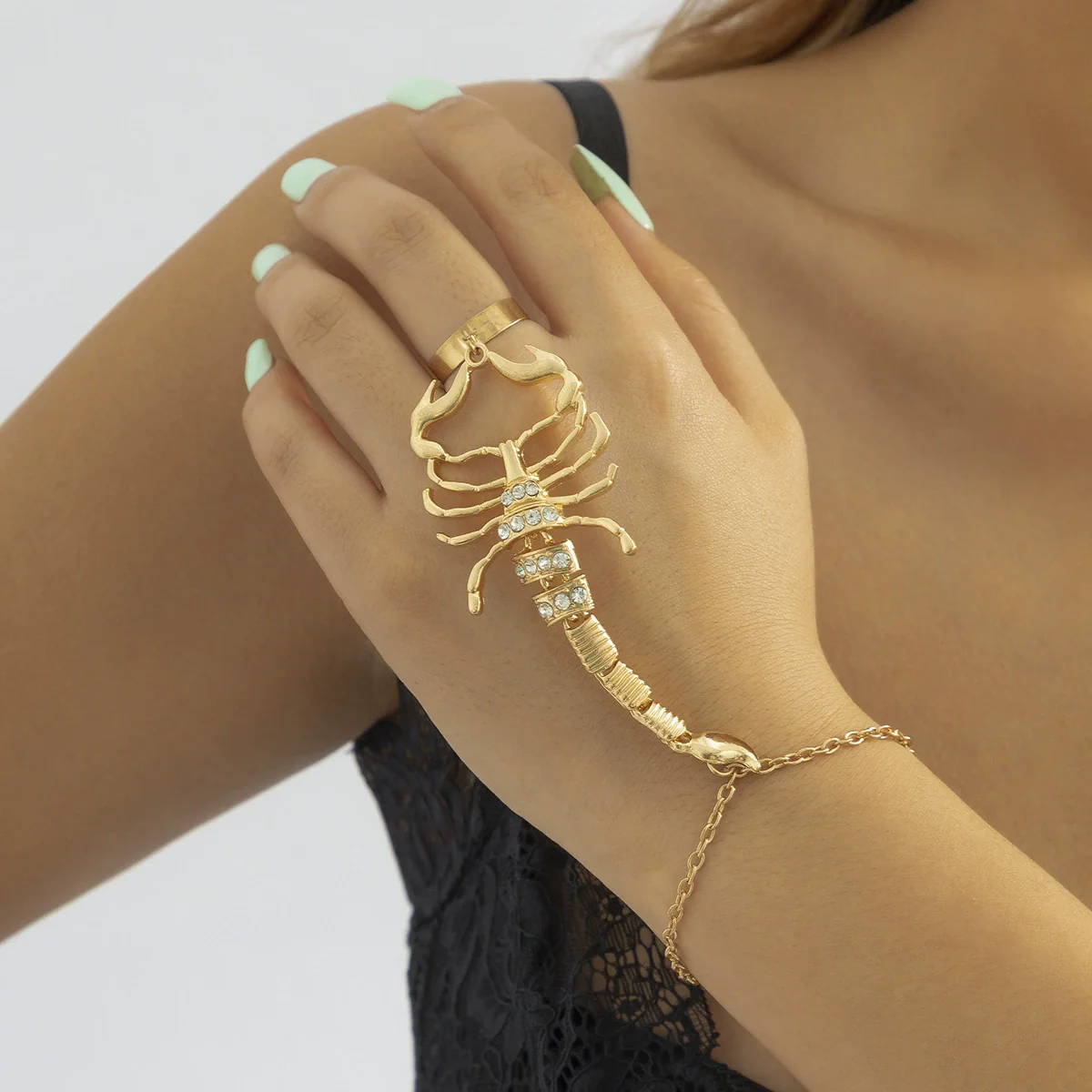 Alloy Electroplated Scorpion Zodiac Animal Threedimensional Finger Bracelet For Women