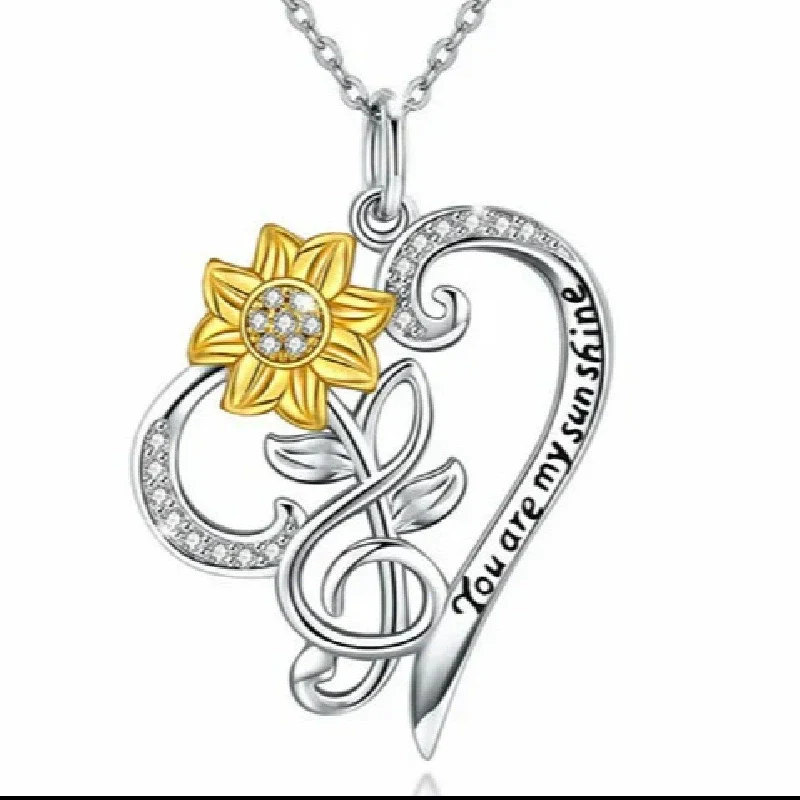 Alloy Electroplated Sunflower Pendant Clavicle Chain For Ladies