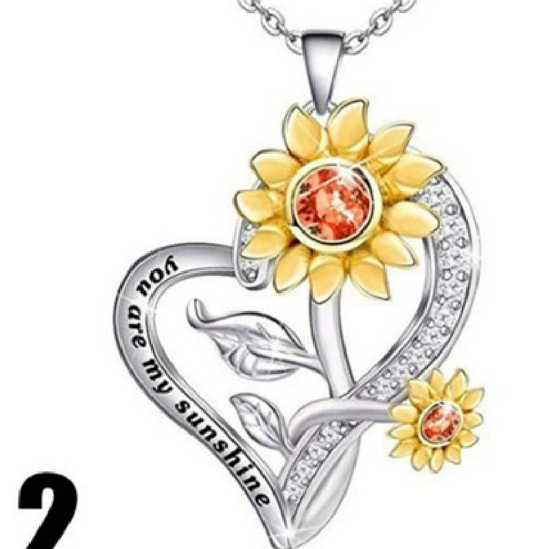 Alloy Electroplated Sunflower Pendant Clavicle Chain For Ladies - Image 3